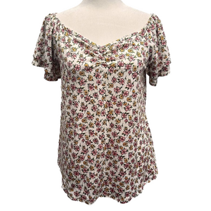 Floral Ruffle Flutter Dainty Floral Short Sleeve Top Acting Pro Cottagecore boho